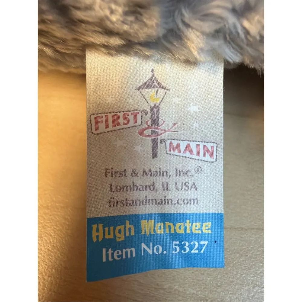 Rare First & Main Hugh Manatee Weighted Stuffed Plush 2011 17in Long Gray Eyes